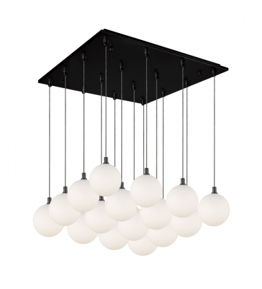MP3106BKOP-16-Bolla 21-in Black/Opal Glass 16-Light Multi Pendant