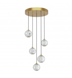  MP321205NB-Marni 5 Head Natural Brass LED Multi Pendant