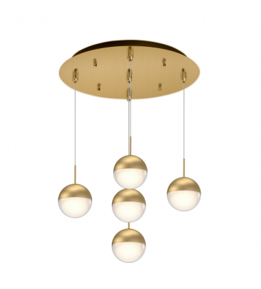 MP402801BG-05-Pluto 14-in Brushed Gold 5-Light Multi Pendant