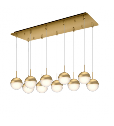 MP402801BG-10-Pluto 27-in Brushed Gold 10-Light Multi Pendant
