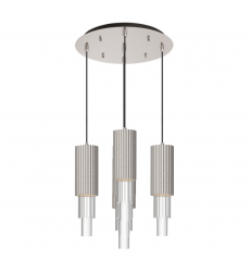 MP502204BNCR-05-Bordeaux 15-In Brushed Nicket/Clear Ribbed Glass  5-Light Multi Pendant