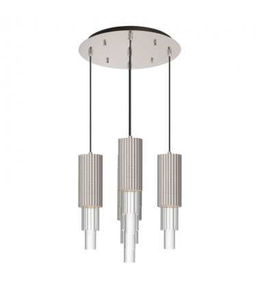 MP502204BNCR-05-Bordeaux 15-In Brushed Nicket/Clear Ribbed Glass 5-Light Multi Pendant MP502204BNCR-05-Bordeaux 15-In Brushed Nicket/Clear Ribbed Glass 5-Light Multi Pendant