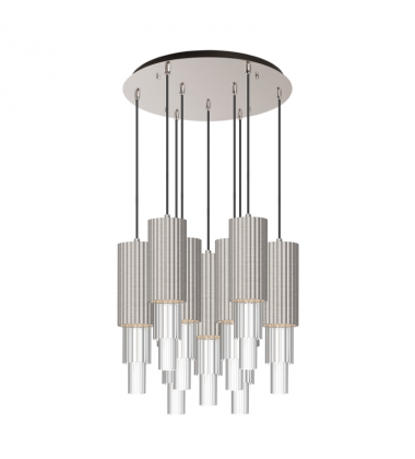 MP502204BNCR-09-Bordeaux 16-in Brushed Nicket/Clear Ribbed Glass 9-Light Multi Pendant MP502204BNCR-09-Bordeaux 16-in Brushed Nicket/Clear Ribbed Glass 9-Light Multi Pendant