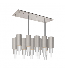MP502204BNCR-10-Bordeaux 28-in Brushed Nicket/Clear Ribbed Glass 10-Light Multi Pendant