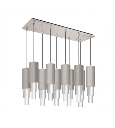 MP502204BNCR-10-Bordeaux 28-in Brushed Nicket/Clear Ribbed Glass 10-Light Multi Pendant MP502204BNCR-10-Bordeaux 28-in Brushed Nicket/Clear Ribbed Glass 10-Light Multi Pendant