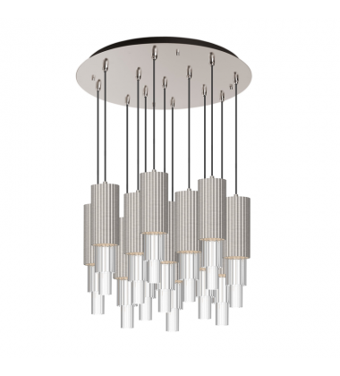 MP502204BNCR-13-Bordeaux 24-in Brushed Nicket/Clear Ribbed Glass 13-Light Multi Pendant MP502204BNCR-13-Bordeaux 24-in Brushed Nicket/Clear Ribbed Glass 13-Light Multi Pendant