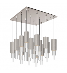 MP502204BNCR-16-Bordeaux 20-in Brushed Nicket/Clear Ribbed Glass 16-Light Multi Pendant