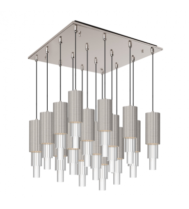 MP502204BNCR-16-Bordeaux 20-in Brushed Nicket/Clear Ribbed Glass 16-Light Multi Pendant MP502204BNCR-16-Bordeaux 20-in Brushed Nicket/Clear Ribbed Glass 16-Light Multi Pendant