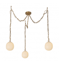 MP579707BGGR-Cherise 3-Light Brushed Gold/Glossy Ribbed Opal Glass Socket Multi Pendant