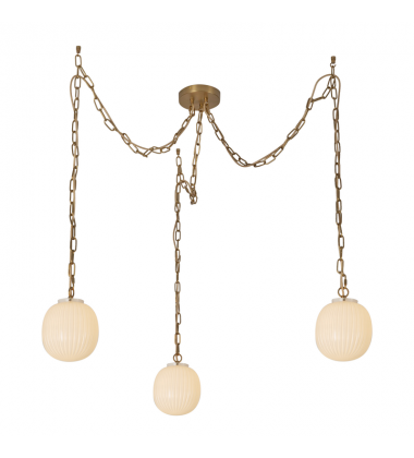 MP579707BGGR-Cherise 3-Light Brushed Gold/Glossy Ribbed Opal Glass Socket Multi Pendant
