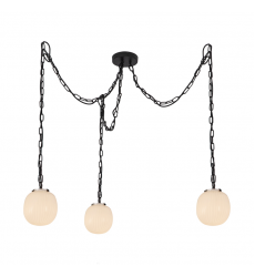 MP579707MBGR-Cherise 3-Light Matte Black/Glossy Ribbed Opal Glass Socket Multi Pendant