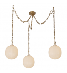 MP579712BGGR-Cherise 3-Light Brushed Gold/Glossy Ribbed Opal Glass Socket Multi Pendant