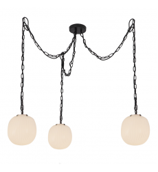 MP579712MBGR-Cherise 3-Light Matte Black/Glossy Ribbed Opal Glass Socket Multi Pendant