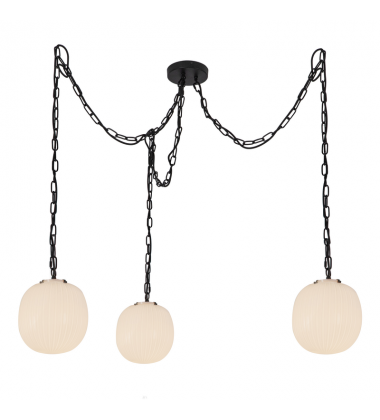 MP579712MBGR-Cherise 3-Light Matte Black/Glossy Ribbed Opal Glass Socket Multi Pendant MP579712MBGR-Cherise 3-Light Matte Black/Glossy Ribbed Opal Glass Socket Multi Pendant