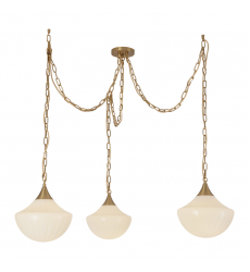 MP651312BGGR-Farrah 3-Light Brushed Gold/Glossy Ribbed Opal Glass Socket Multi Pendant