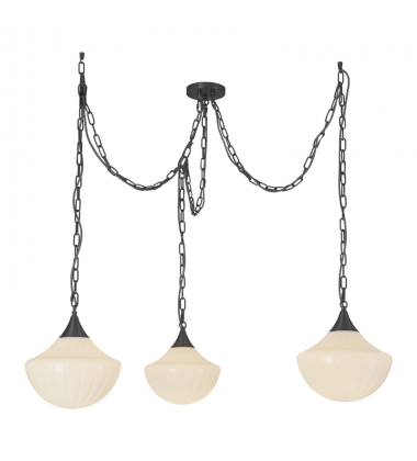 MP651312MBGR-Farrah 3-Light Matte Black/Glossy Ribbed Opal Glass Socket Multi Pendant MP651312MBGR-Farrah 3-Light Matte Black/Glossy Ribbed Opal Glass Socket Multi Pendant