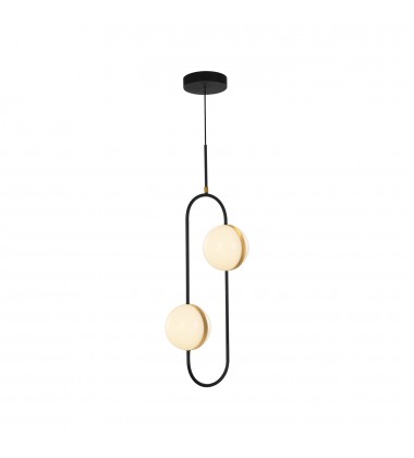  PD302002MBBG-Tagliato 2 Head Matte Black/Brushed Gold LED Pendant