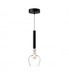  PD30501-BK/CL-Rise 6-in Black/Clear LED Pendant