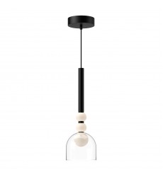  PD30505-BK/CL-Rise 6-in Black/Clear LED Pendant