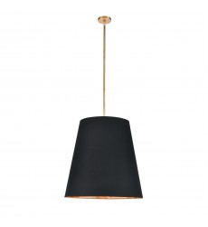  PD311025VBBG-Calor 25-in Black Linen With Gold Parchment/Vintage Brass 3 Lights Pendant