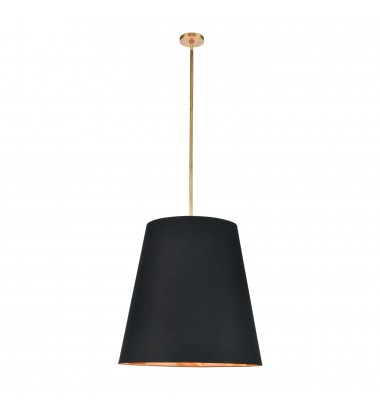  PD311025VBBG-Calor 25-in Black Linen With Gold Parchment/Vintage Brass 3 Lights Pendant