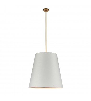  PD311025VBWG-Calor 25-in Vintage Brass/White Linen With Gold Parchment 3 Lights Pendant