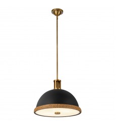  PD331016MBVB-Doral 16-in Matte Black/Vintage Brass 2 Lights Pendant