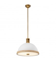  PD331016MWVB-Doral 16-in Matte White/Vintage Brass 2 Lights Pendant