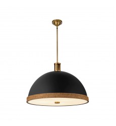  PD331024MBVB-Doral 24-in Matte Black/Vintage Brass 3 Lights Pendant