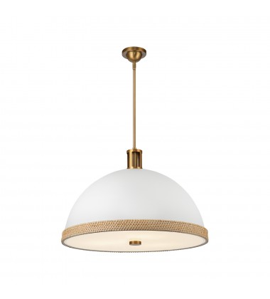  PD331024MWVB-Doral 24-in Matte White/Vintage Brass 3 Lights Pendant