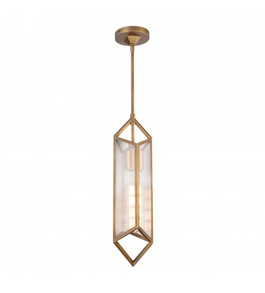  PD332119VBCR-Cairo 19-in Ribbed Glass/Vintage Brass 1 Light Pendant