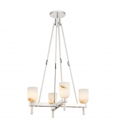  PD338422PNAR-Lucian 22-in Polished Nickel/Alabaster 4 Lights Pendant