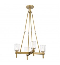  PD338422VBCC-Lucian 22-in Clear Crystal/Vintage Brass 4 Lights Pendant