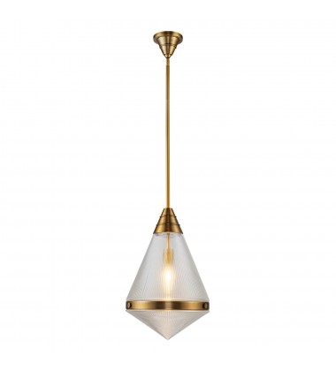 PD348022VBPG-Willard 22-in Vintage Brass/Prismatic Glass 1 Light Pendant