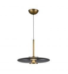  PD37018-VB/SM-3WCCT-UNV-Kyoto 17-in Vintage Brass/Smoked Glass LED Pendant