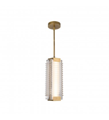  PD374316VBCR-UNV-Alai 16-in Vintage Brass/Ribbed Glass LED Pendant
