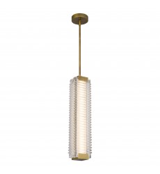  PD374624VBCR-UNV-Alai 24-in Vintage Brass/Ribbed Glass LED Pendant