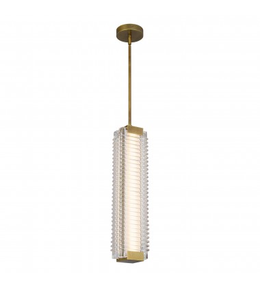  PD374624VBCR-UNV-Alai 24-in Vintage Brass/Ribbed Glass LED Pendant
