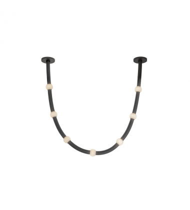 PD39307-BK/OP-UNV-RT-Corda 7-ft Black/Opal Glass LED Pendant PD39307-BK/OP-UNV-RT-Corda 7-ft Black/Opal Glass LED Pendant