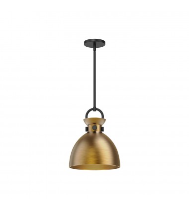  PD411311MBAG-Waldo 11-in Matte Black/Aged Gold 1 Light Pendant