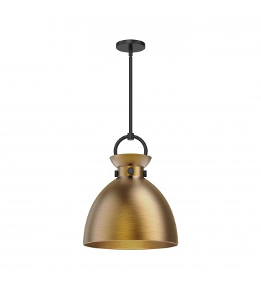 PD411314MBAG-Waldo 14-in Matte Black/Aged Gold 1 Light Pendant