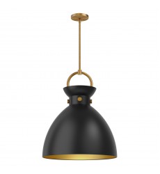  PD411318AGMB-Waldo 18-in Aged Gold/Matte Black 1 Light Pendant