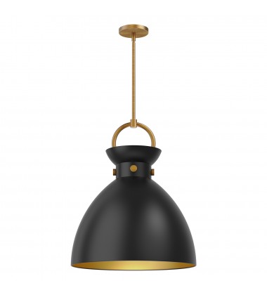  PD411318AGMB-Waldo 18-in Aged Gold/Matte Black 1 Light Pendant