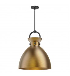  PD411318MBAG-Waldo 18-in Matte Black/Aged Gold 1 Light Pendant