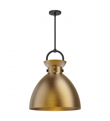  PD411318MBAG-Waldo 18-in Matte Black/Aged Gold 1 Light Pendant