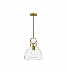  PD411811AGCL-Waldo 11-in Aged Gold/Clear 1 Light Pendant