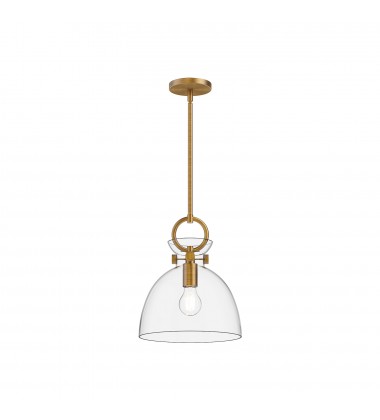  PD411811AGCL-Waldo 11-in Aged Gold/Clear 1 Light Pendant