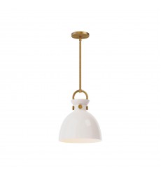  PD411811AGGO-Waldo 11-in Aged Gold/Glossy Opal Glass 1 Light Pendant