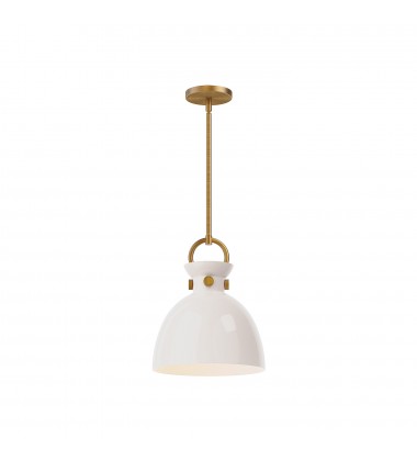  PD411811AGGO-Waldo 11-in Aged Gold/Glossy Opal Glass 1 Light Pendant