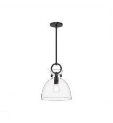  PD411811MBCL-Waldo 11-in Matte Black/Clear Glass 1 Light Pendant